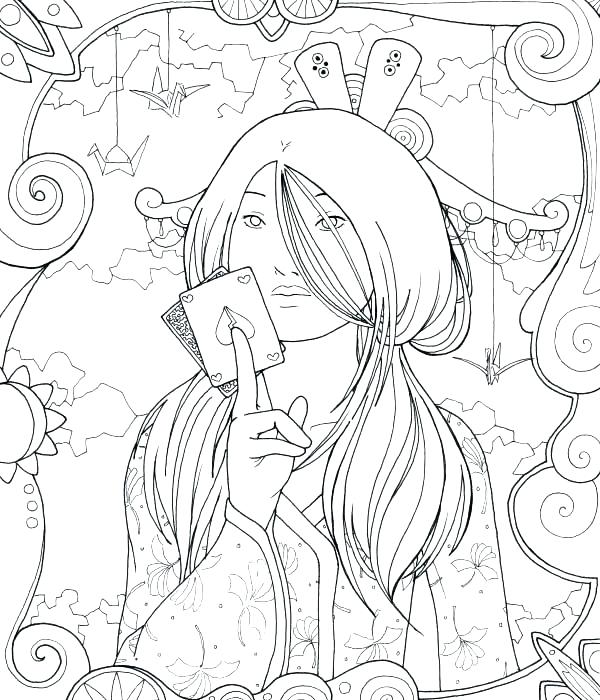 600x700 Geisha Coloring Pages Geisha Coloring Pages Geisha Playing Card
