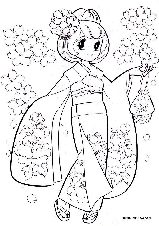 Japanese Girl Coloring Pages at GetColorings.com | Free printable ...