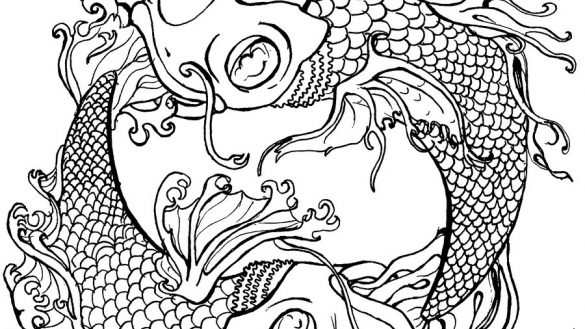 585x329 Tattoo Coloring Pages Printable Japanese Koi Download And Print