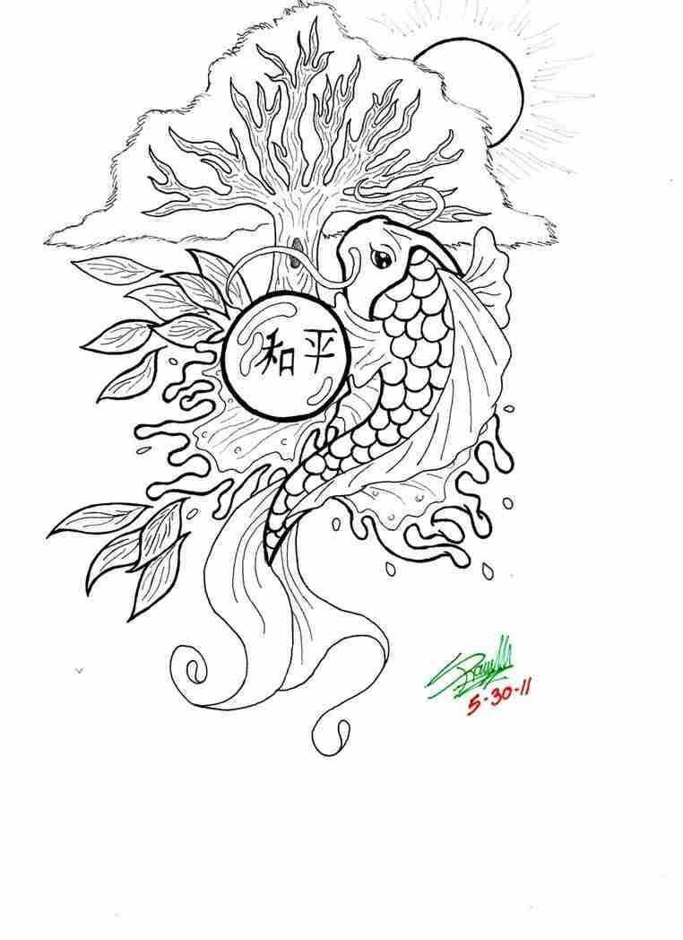 762x1048 Koi Fish Coloring Pages Sheetsfree For Kids Free Endearing