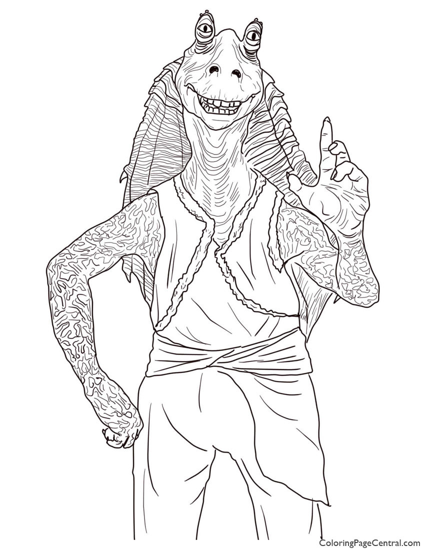 850x1100 Star Wars Jar Jar Binks Coloring Page Coloring Page Central