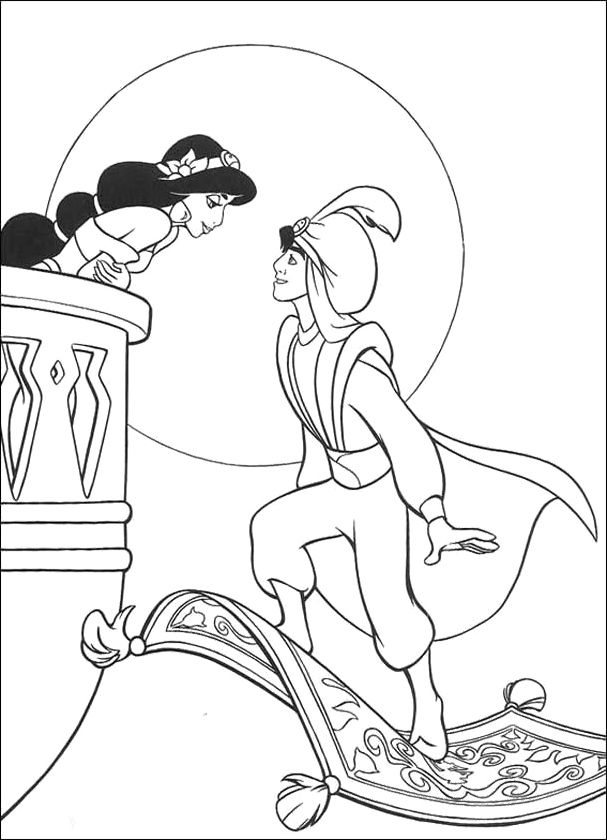 Jasmine And Aladdin Coloring Pages Free 607x840 Jasmine And Aladdin Coloring Pages Free