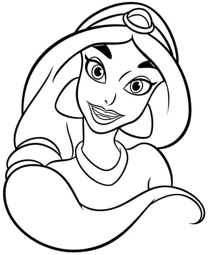 Jasmine Head View Coloring Sheets And Pages For Kids 670x821 Jasmine Head View Coloring Sheets And Pages For Kids