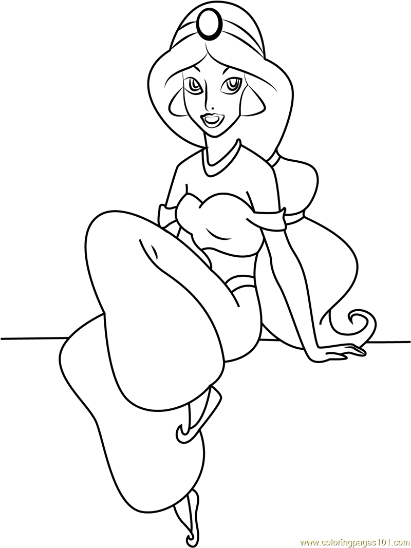 Princess Jasmine Sitting Down Coloring Page 800x1067 Princess Jasmine Sitting Down Coloring Page