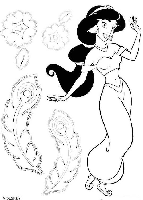 Princess Jasmine Coloring Pages 607x850 Princess Jasmine Coloring Pages