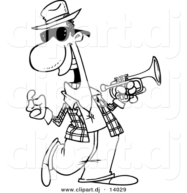 600x620 Vector Of Cartoon Happy Jazz Musician