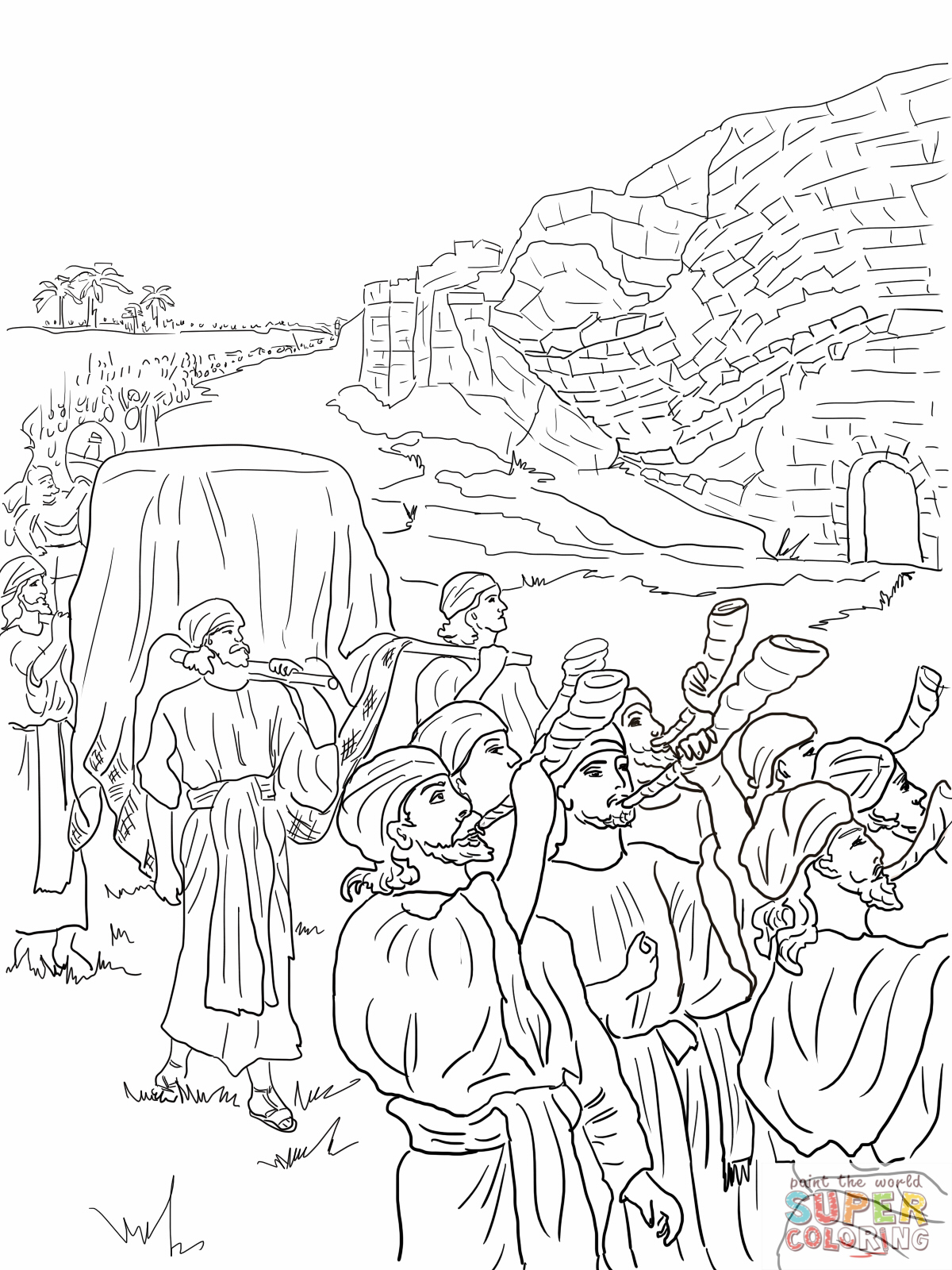 1200x1600 Joshua And The Fall Of Jericho. Bible Coloring Pages. Sunday