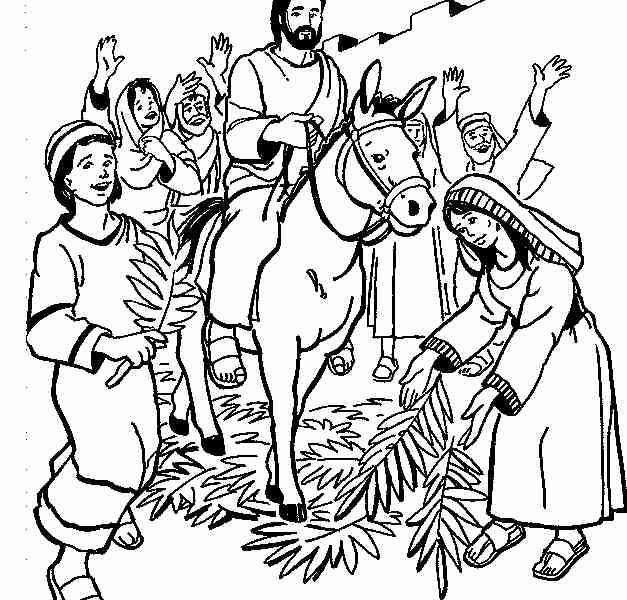 627x600 Impressive Design Palm Sunday Coloring Page Jesus Entry Into