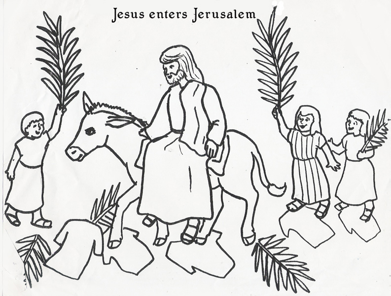 793x600 Jesus Enters Jerusalem Coloring Page