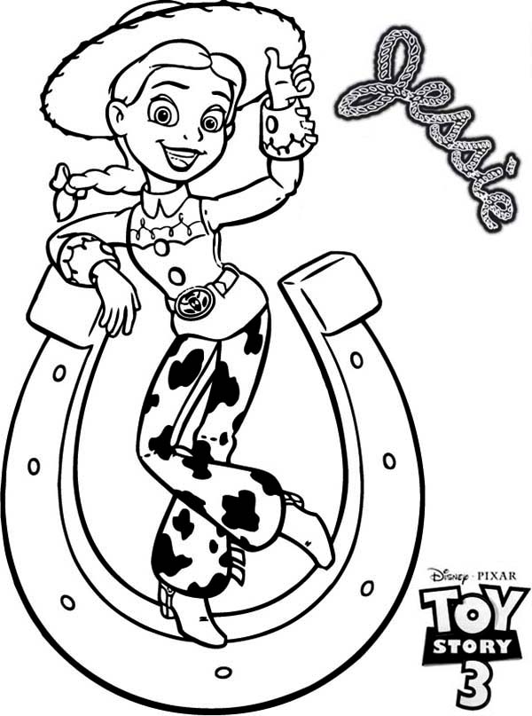 600x807 Jessie And A Horseshoe Tipping In Toy Story 3 Coloring Page
