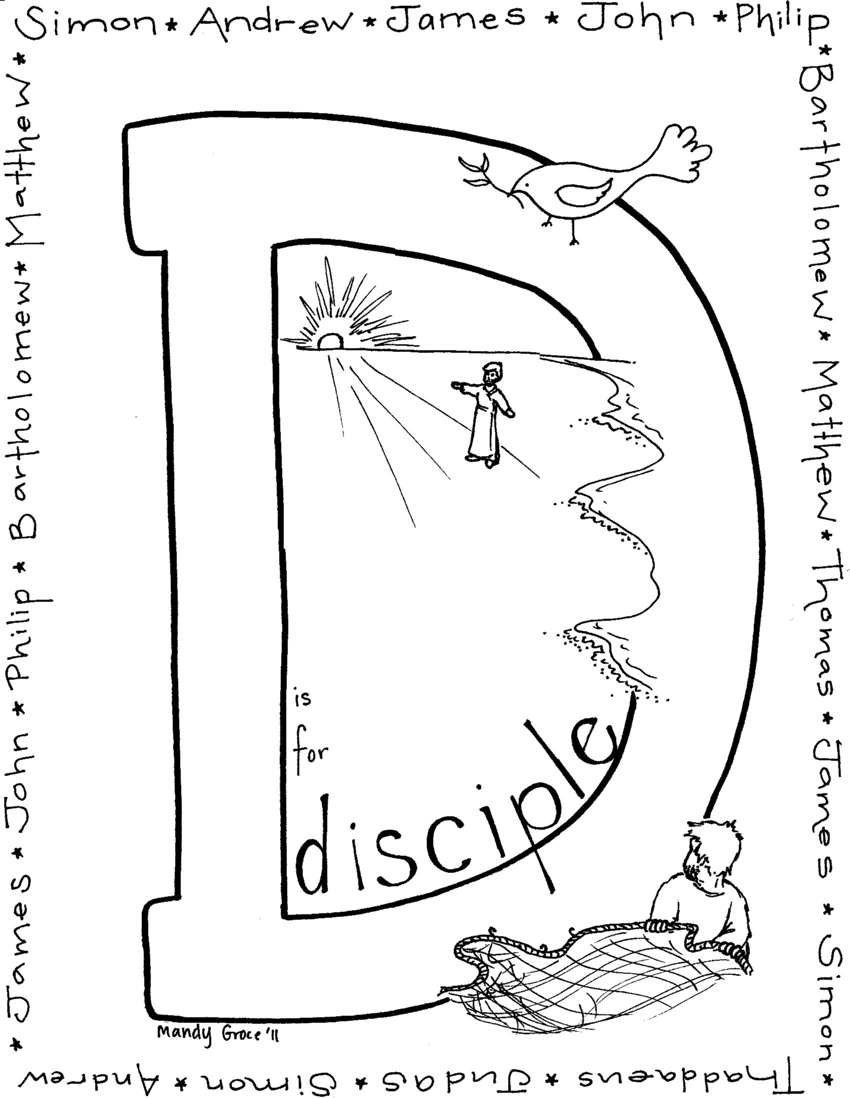 1700x2196 Disciple Coloring Page Stuff For Kids Sunday Inside