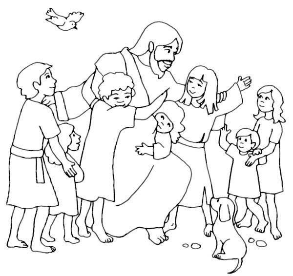 Jesus And Children Coloring Pages Jesus And The Children Coloring 600x566 Jesus And Children Coloring Pages Jesus And The Children Coloring