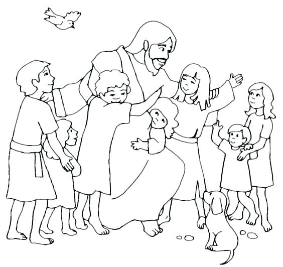Jesus And The Children Coloring Page Loves The Little Children 564x532 Jesus And The Children Coloring Page Loves The Little Children