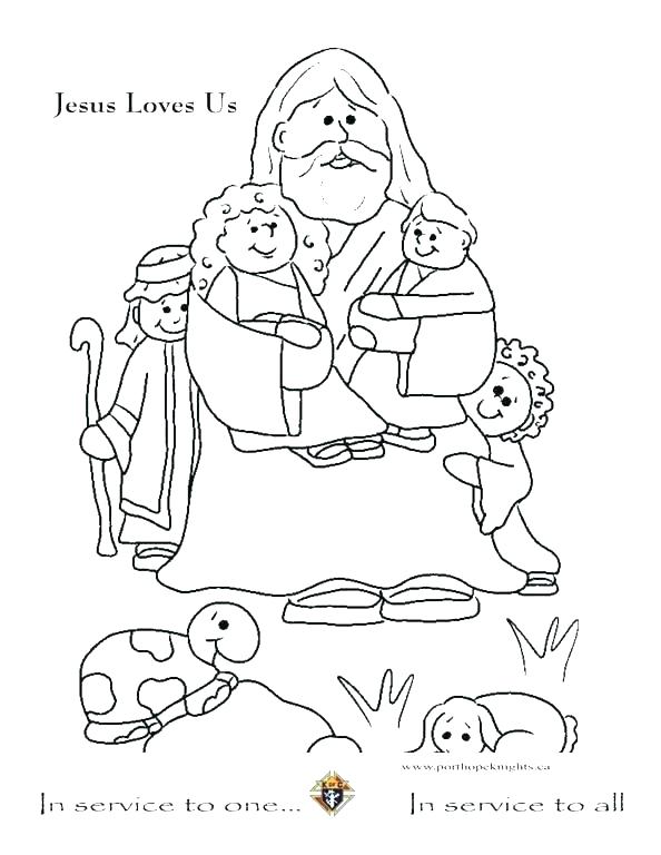 Jesus And Children Coloring Page 594x768 Jesus And Children Coloring Page