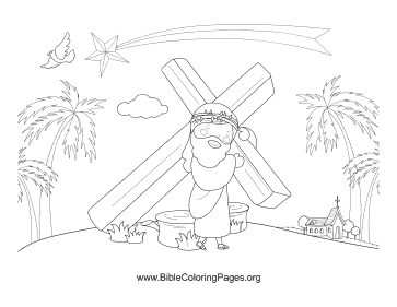 363x281 Carrying Cross Coloring Page