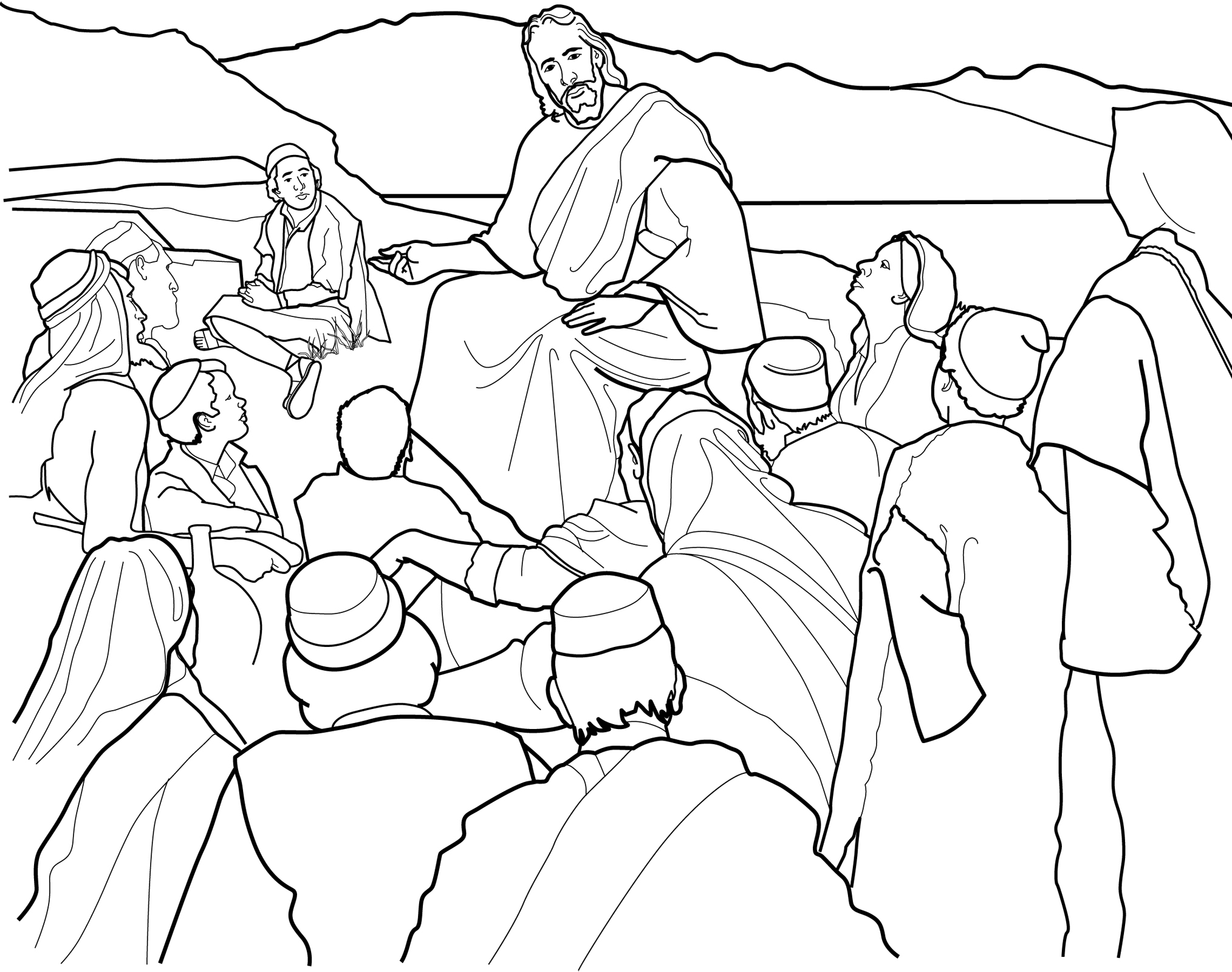 The Sermon On The Mount Coloring Page For Children 2028x1600 The Sermon On The Mount Coloring Page For Children