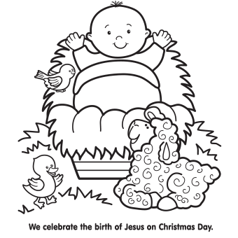 340x340 Jesus In Manger Coloring Page