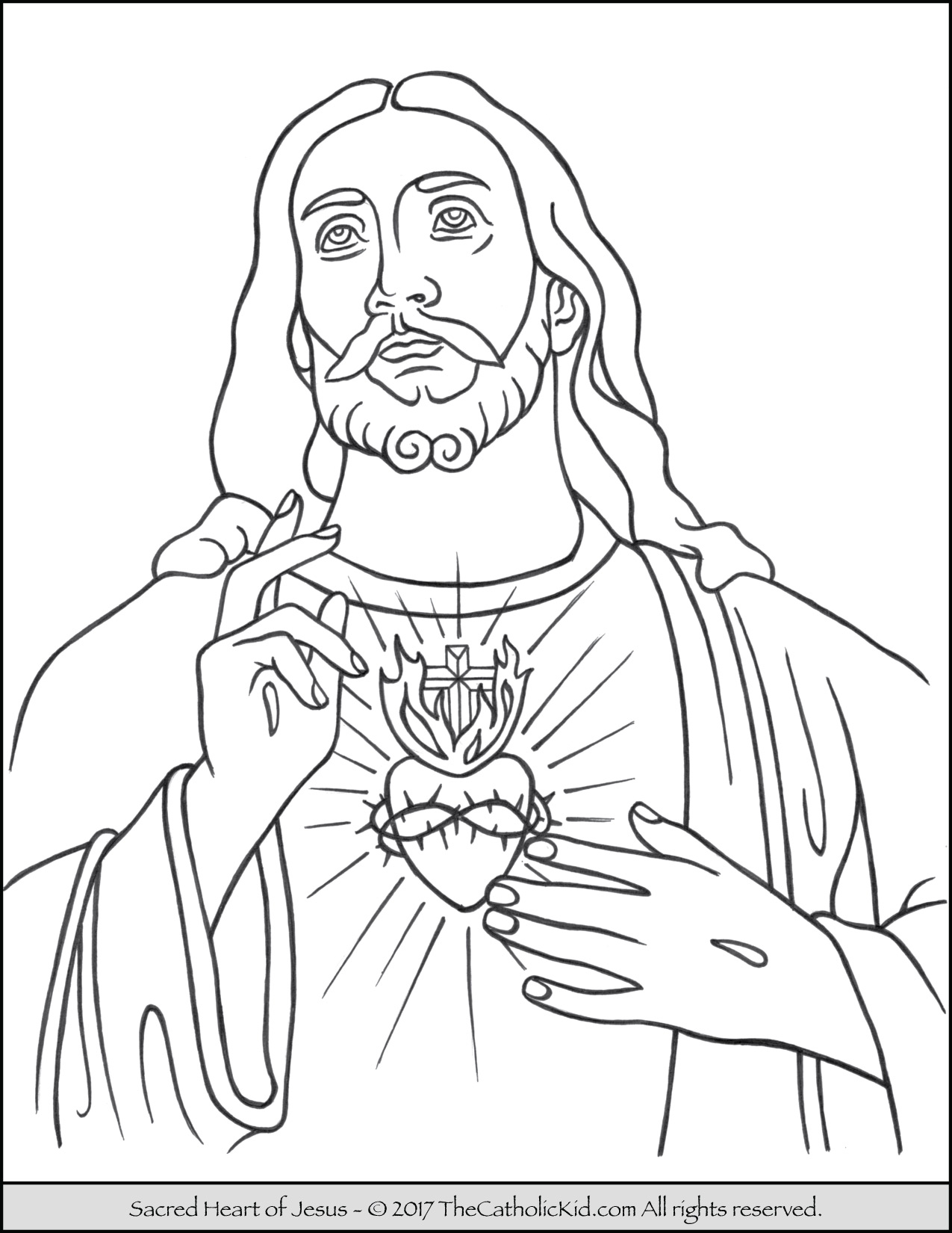 1275x1650 Sacred Heart Of Jesus Coloring Page Thecatholickid Jesus Coloring