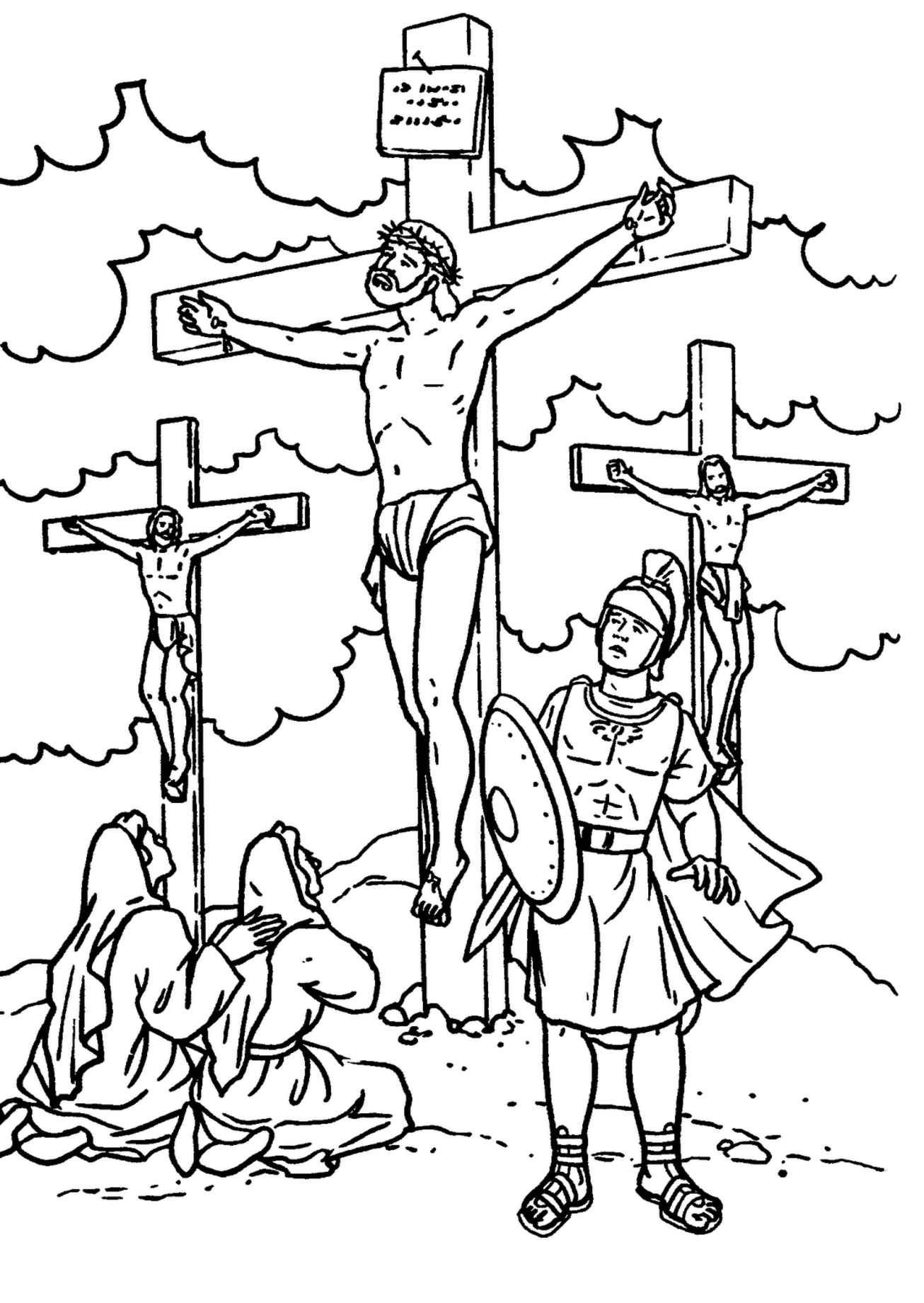 1306x1840 Jesus Crucified On The Cross Coloring Page Free Printable At Pages