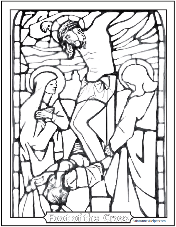 Stained Glass Coloring Page Jesus' Crucifixion 590x762 Stained Glass Coloring Page Jesus' Crucifixion