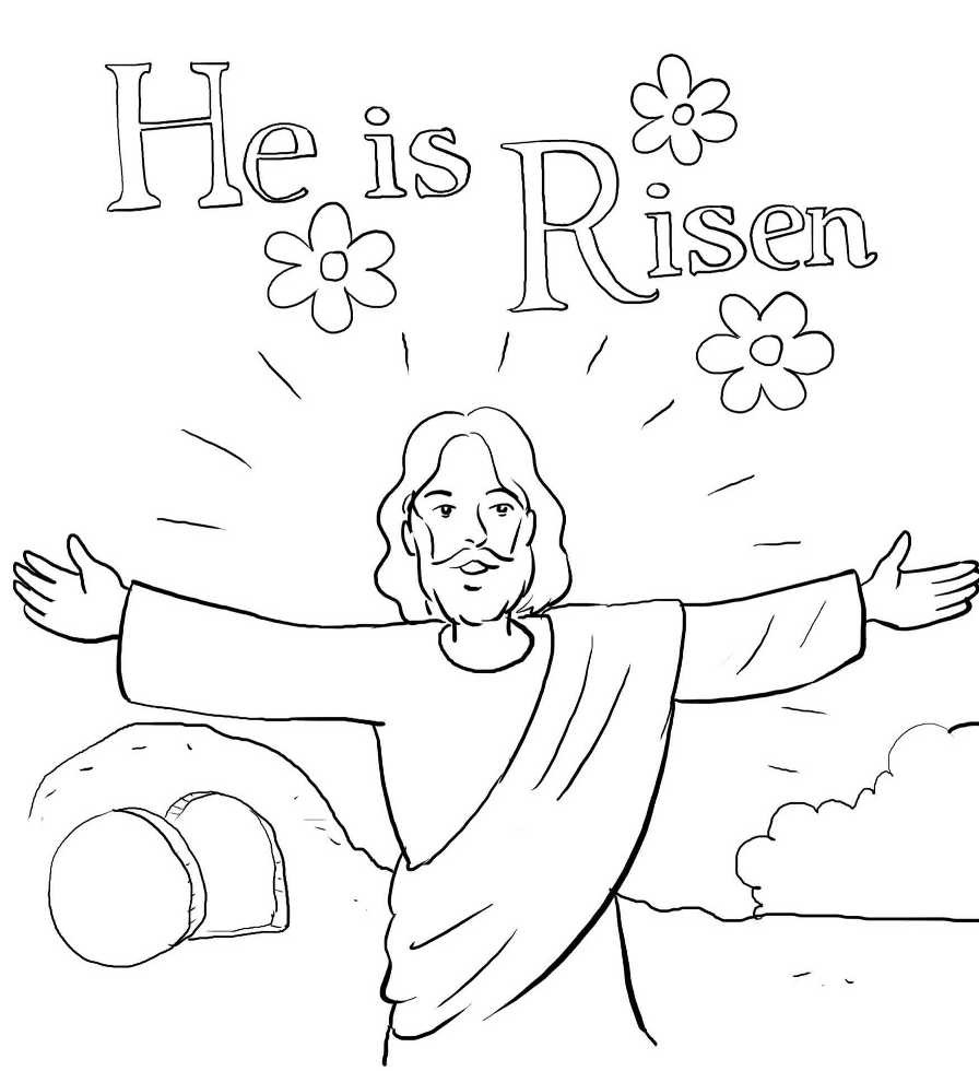 Coloring Page Jesus Has Risen Resurrection On Easter Sunday 896x980 Coloring Page Jesus Has Risen Resurrection On Easter Sunday