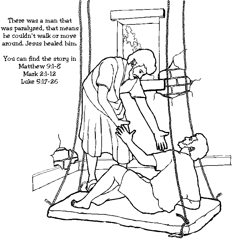 760x786 Four Friends Help Paralyzed Man Coloring Pages Jesus Heals