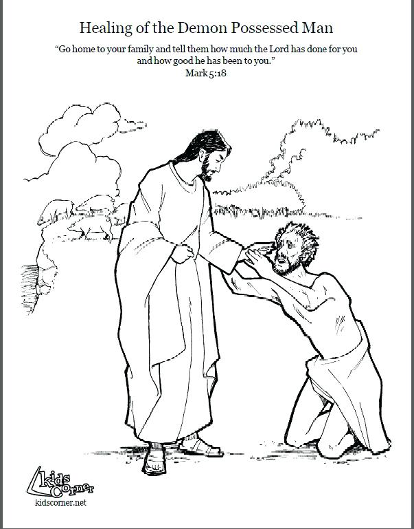 Jesus Heals A Blind Man Coloring Page And The Demon Possessed Man 603x769 Jesus Heals A Blind Man Coloring Page And The Demon Possessed Man