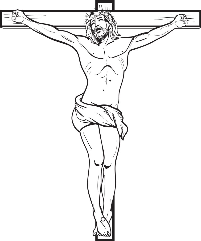 Jesus Crucified On The Cross Free, Printable Coloring Page 853x1024 Jesus Crucified On The Cross Free, Printable Coloring Page
