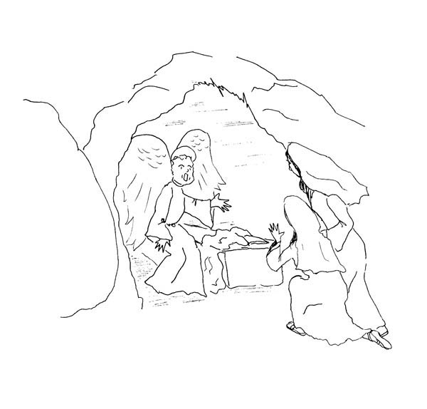 Cave Where Jesus Buried In Jesus Resurrection Coloring Page 600x574 Cave Where Jesus Buried In Jesus Resurrection Coloring Page