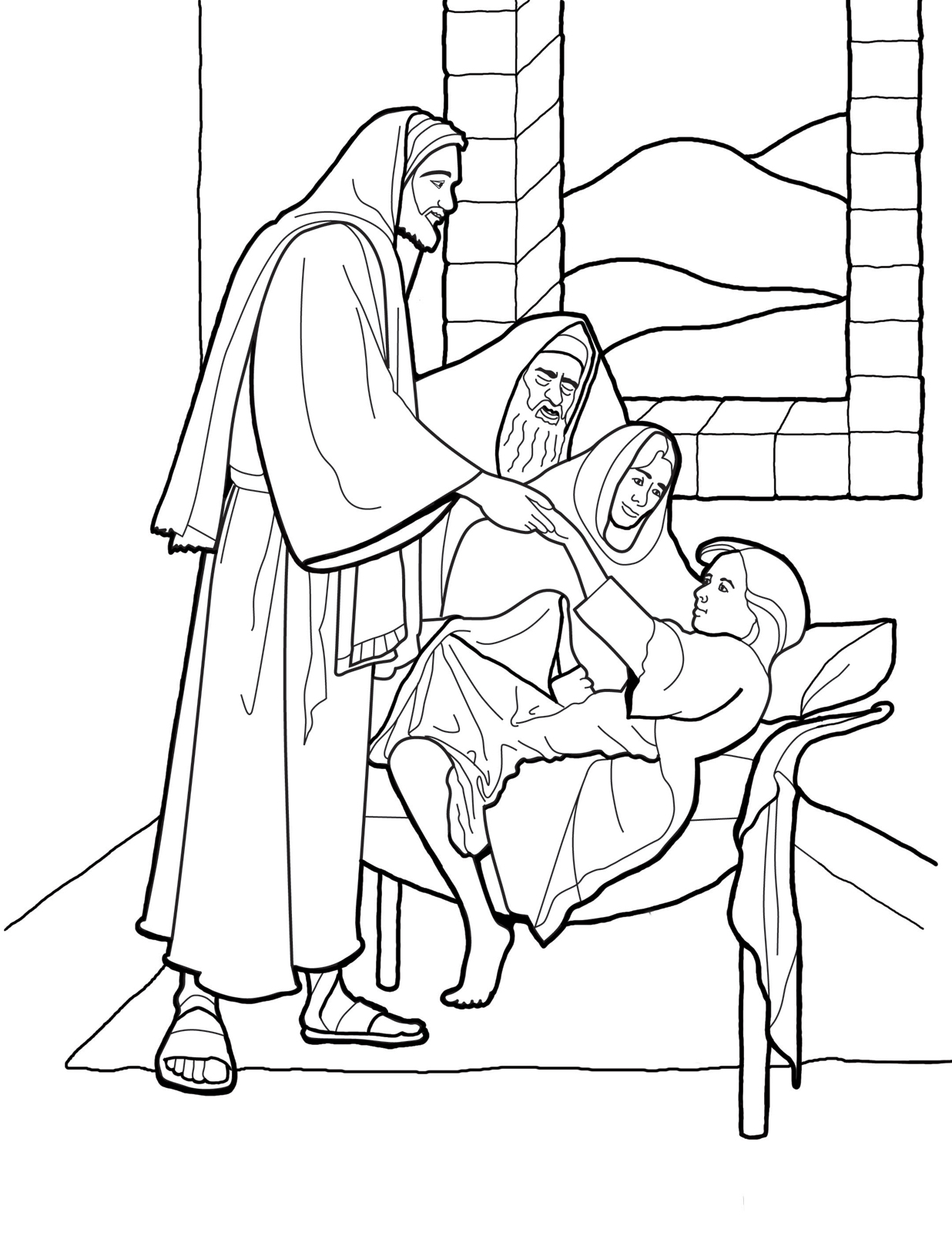 Christ Raising The Daughter Of Jairus Coloring Page 1236x1600 Christ Raising The Daughter Of Jairus Coloring Page