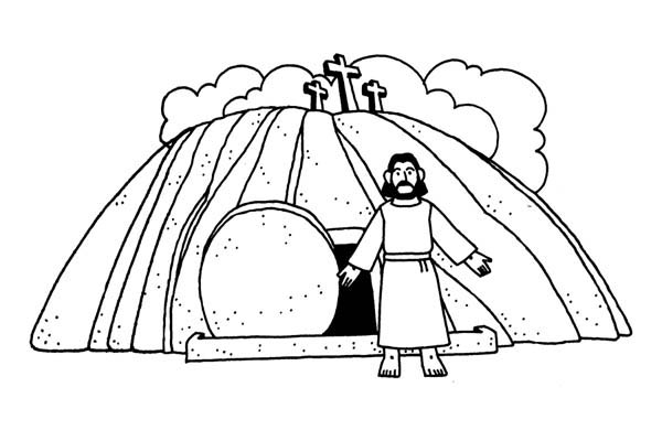 600x400 Jesus Burial And Jesus Resurrection Coloring Page