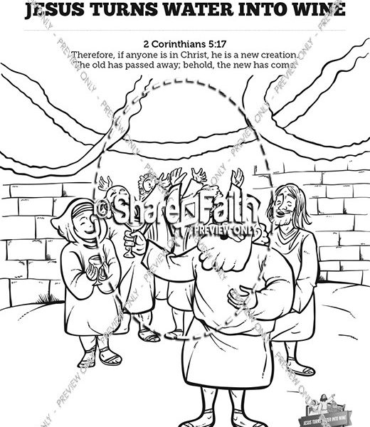 Jesus Turns Water Into Wine Coloring Page at GetColorings.com | Free ...