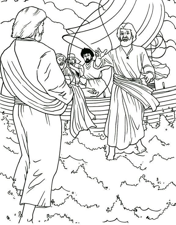 576x736 Peter Walks On Water Coloring Page 31 Jesus Walks On Water
