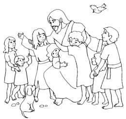 Jesus With Children Coloring Page