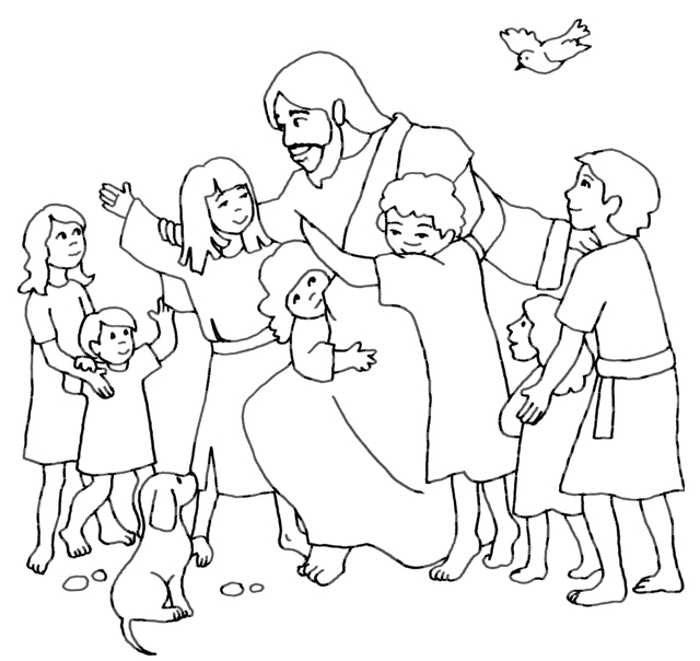 640x604 Jesus With Children Coloring Page Love Coloring Sheets