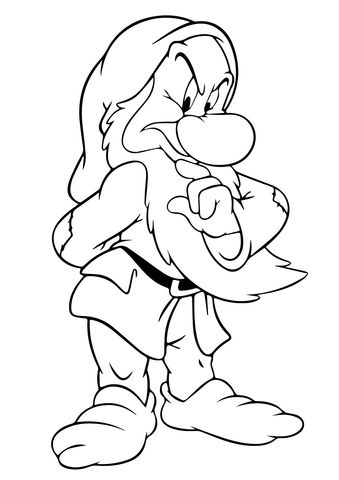 339x480 Grumpy Dwarf Coloring Page Snow White Blancanieves