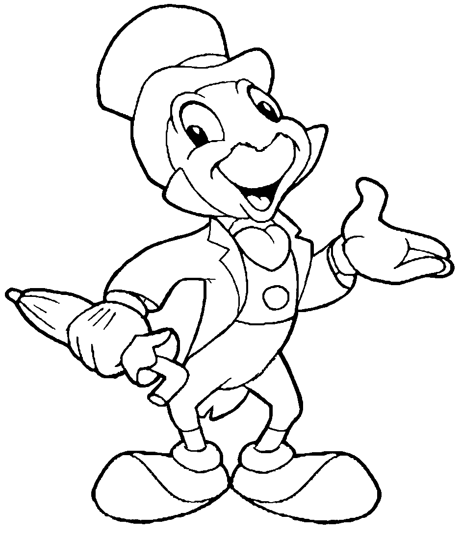 940x1092 Jiminy Cricket Happy Pinocchio Coloring Pages