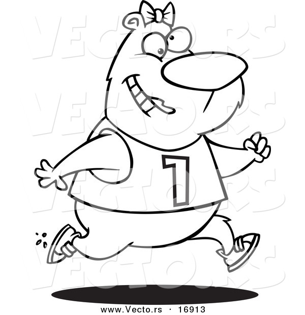 600x620 Vector Of A Cartoon Female Bear Jogging