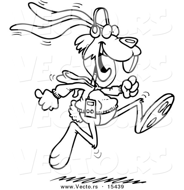 600x620 Vector Of A Cartoon Jogging Rabbit