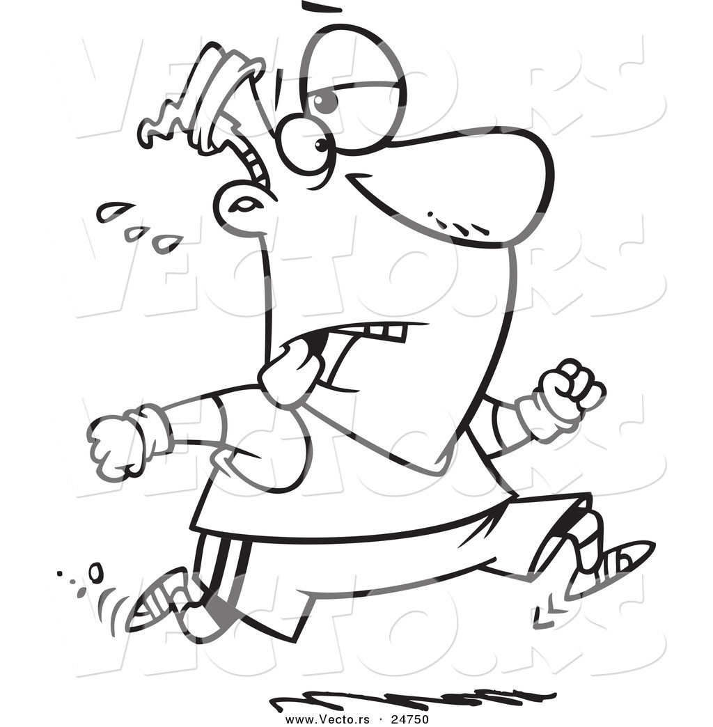 1024x1044 Vector Of A Cartoon Tired Man Jogging