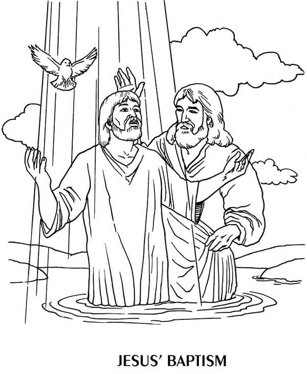 Jesus Baptism By John The Baptist Coloring Page 600x731 Jesus Baptism By John The Baptist Coloring Page