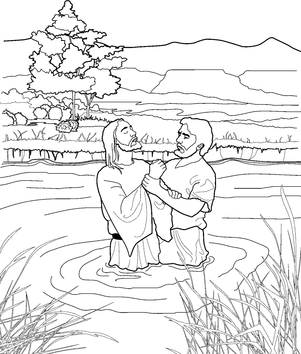 John Baptizing Jesus Coloring Page 1020x1200 John Baptizing Jesus Coloring Page