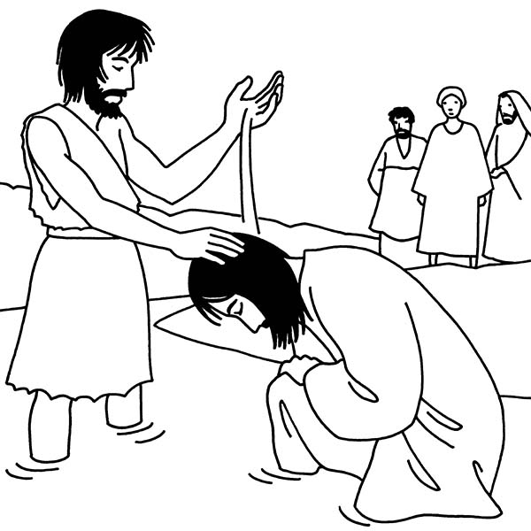 John Pouring Water Into Jesus Head In John The Baptist Coloring 600x600 John Pouring Water Into Jesus Head In John The Baptist Coloring
