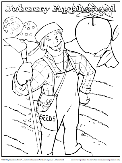 Coloring Sheet Johnny Appleseed Education World 425x565 Coloring Sheet Johnny Appleseed Education World