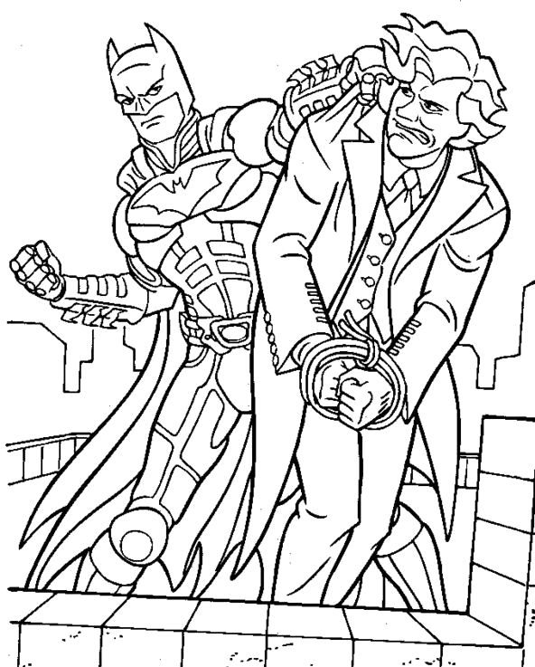 Batman Manages To Capture Villains Coloring Pages 592x737 Batman Manages To Capture Villains Coloring Pages