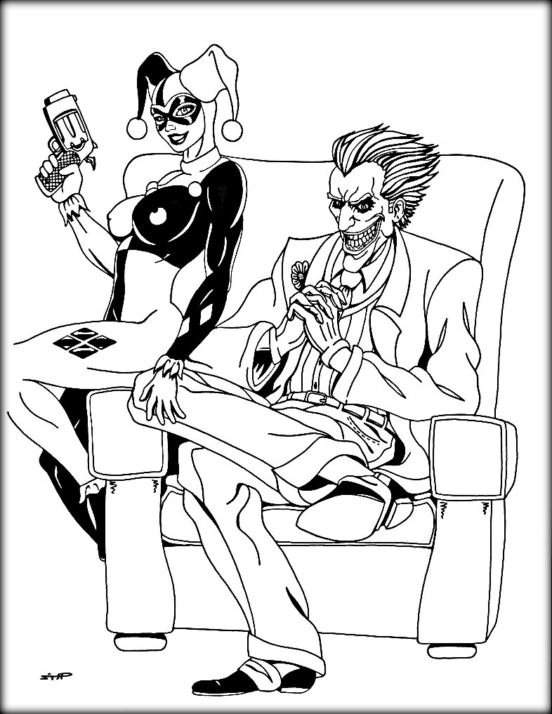 Trend Harley Quinn And The Joker Coloring Page 786x1017 Trend Harley Quinn And The Joker Coloring Page