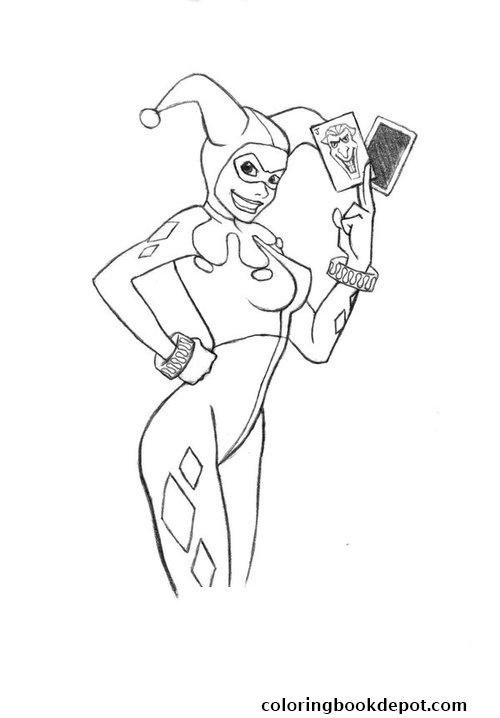 With Joker Cards Harley Quinn Coloring Pages 500x718 With Joker Cards Harley Quinn Coloring Pages