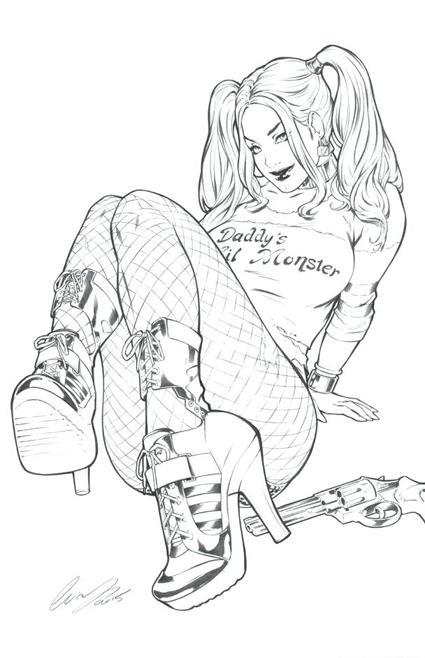 Joker And Harley Quinn Coloring Pages Suicide Squad Coloring Pages 608x940 Joker And Harley Quinn Coloring Pages Suicide Squad Coloring Pages