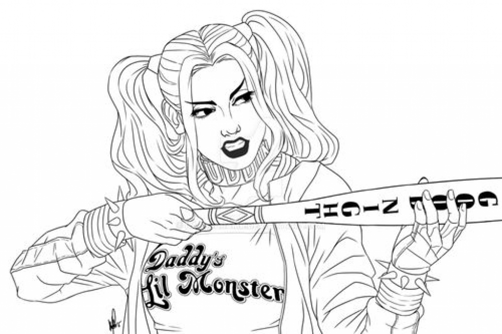 Harleyquinn Printable Coloring Sheet 1024x681 Harleyquinn Printable Coloring Sheet