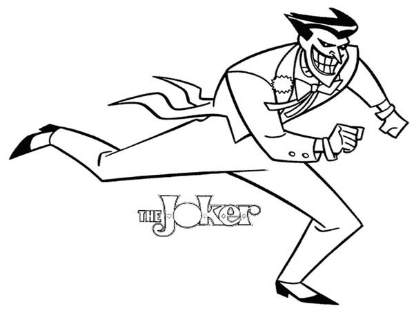 Joker Running Away Coloring Page 600x450 Joker Running Away Coloring Page
